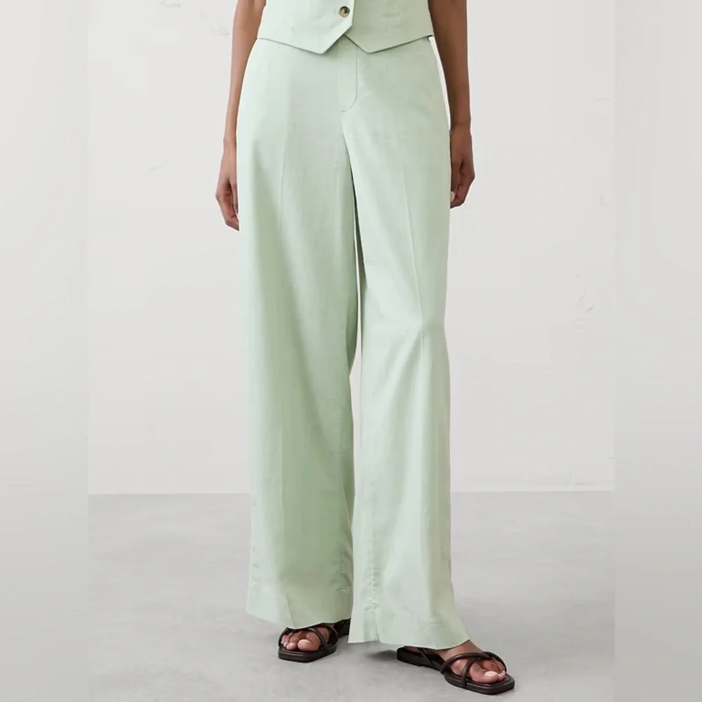NWT! Banana Republic Wide-Leg High-Rise Linen-Blend Pant - Size Large Tall 🩷